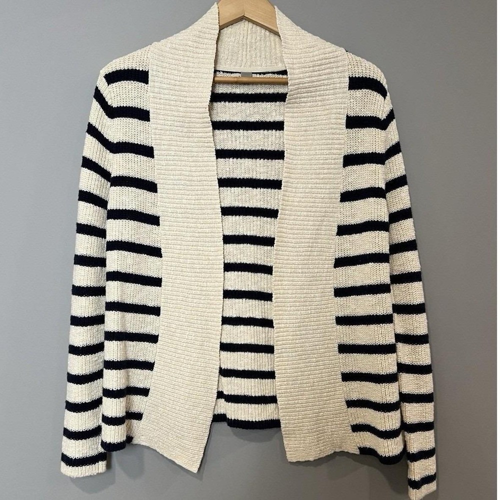 L.L.Bean Women's XS Striped Shawl Collar Cardigan Sweater Coastal Fall